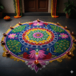 Beautiful Rangoli design in traditional style.
